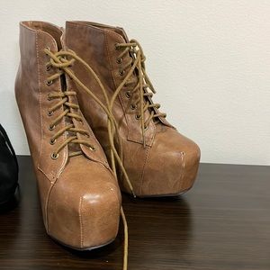 Brown platform boots